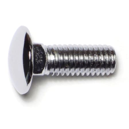 Midwest Fastener Carriage Bolt, Square Neck, 14 (Coarse), 1-1/4 in L, Steel, Chrome, 5 PK 74147